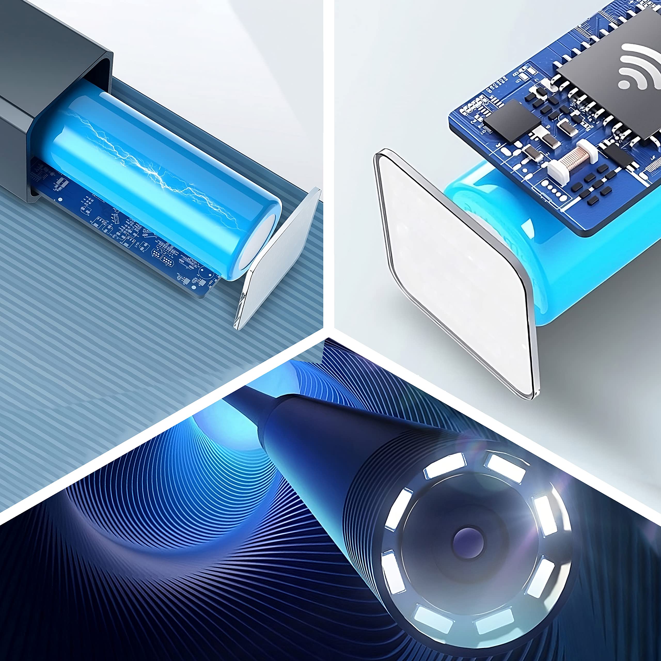 Retoo Kamera endoskopowa z magnesem 5m, 720p HD, 1600x1200px WiFi, akumulator 600mAh, IP68, haczyk, do telefonu komórkowego kamera inspekcyjna z oświetleniem LED do systemu Android OS PC, Tablet