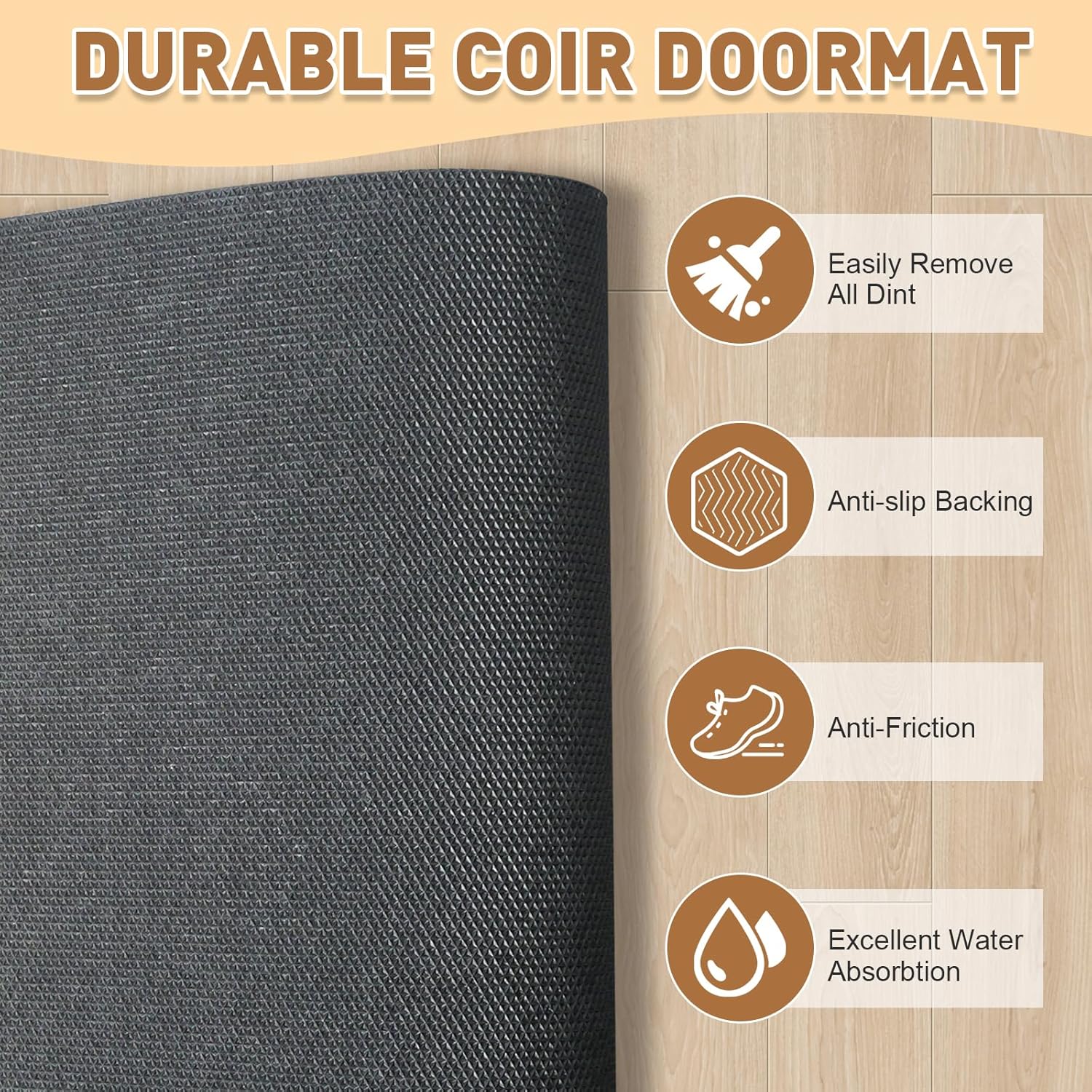 2 Pcs Funny Coir Door Mats for Outdoor Nonslip Home Sweet Home Front Doormat Durable Door Entrance Welcome Mat 2-in-1 Buffalo Plaid Rug for Front Porch Entryway Decor, 17x 30