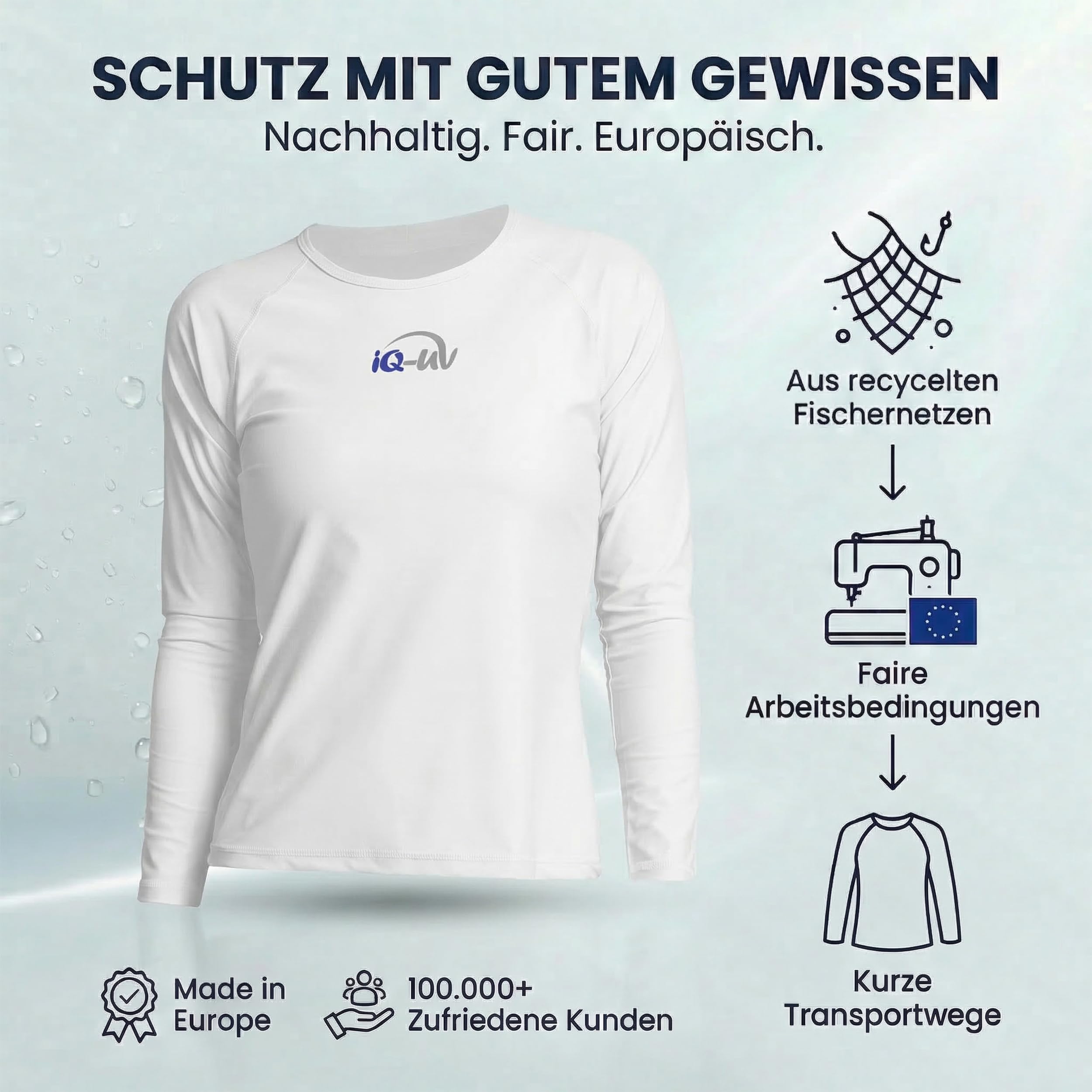 iQ Company UV 300 - Camiseta de protección UV con manga larga de natación para mujer
