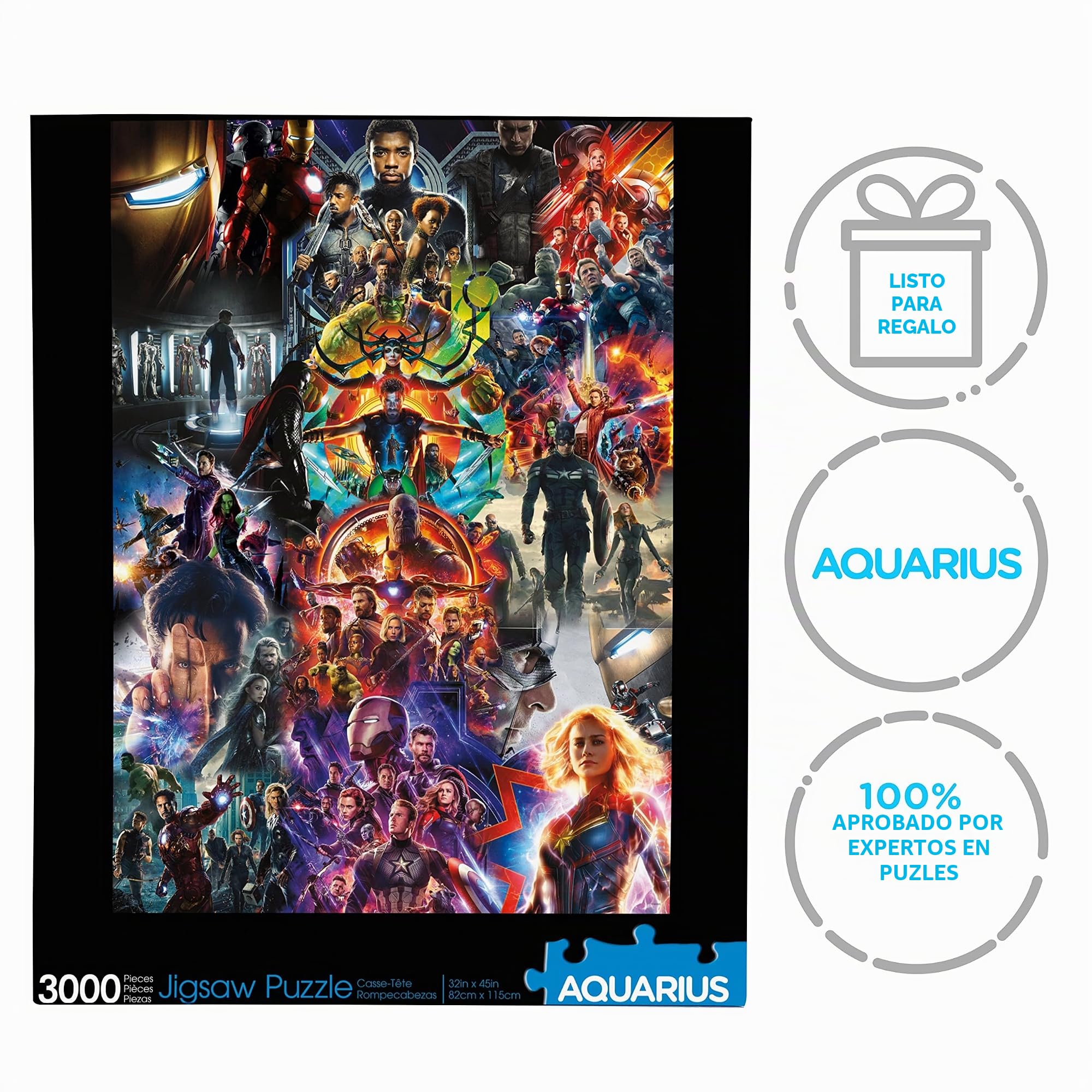 AQUARIUS, Marvel Avengers, Rompecabezas de collage, sin deslumbramiento, ajuste de precisión, mercancía y coleccionables con licencia oficial de Marvel, 3000 piezas, 81 x 114 cm