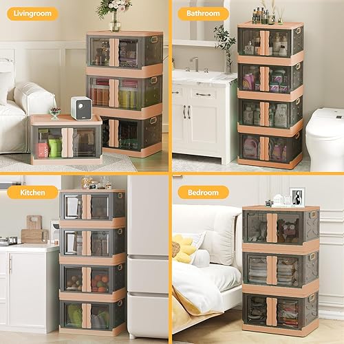 Miniatura 7 de KLONVS Cajas de almacenamiento con tapas, organizadores plegables de armario de 21.13 galonespieza, artículos esenciales para el dormitorio, cajas