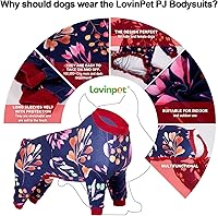 Vista 4 de Ropa para Perros LovinPet, Estampado Bayas Marinas, Pijamas Grandes para Weimaraner, Ropa Protectora para Weimaraner, Pijamas Ligeros de Manga Larga