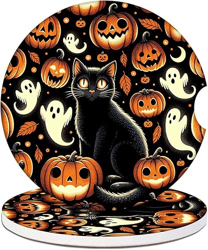 Miniatura 12 de 2 unidades de posavasos para portavasos de coche - Posavasos de cerámica absorbente con diseño de ciervo forestal, posavasos de vida silvestre para