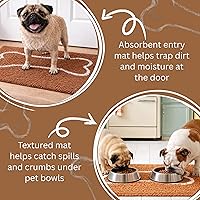 Vista 2 de Soggy Doggy Slopmat – Marrón caramelo/hueso de avena – 18 x 24 pulgadas – Tapete de puerta absorbente de agua para patas fangosas y cuencos
