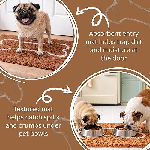 Miniatura 2 de Soggy Doggy Slopmat – Marrón caramelo/hueso de avena – 18 x 24 pulgadas – Tapete de puerta absorbente de agua para patas fangosas y cuencos