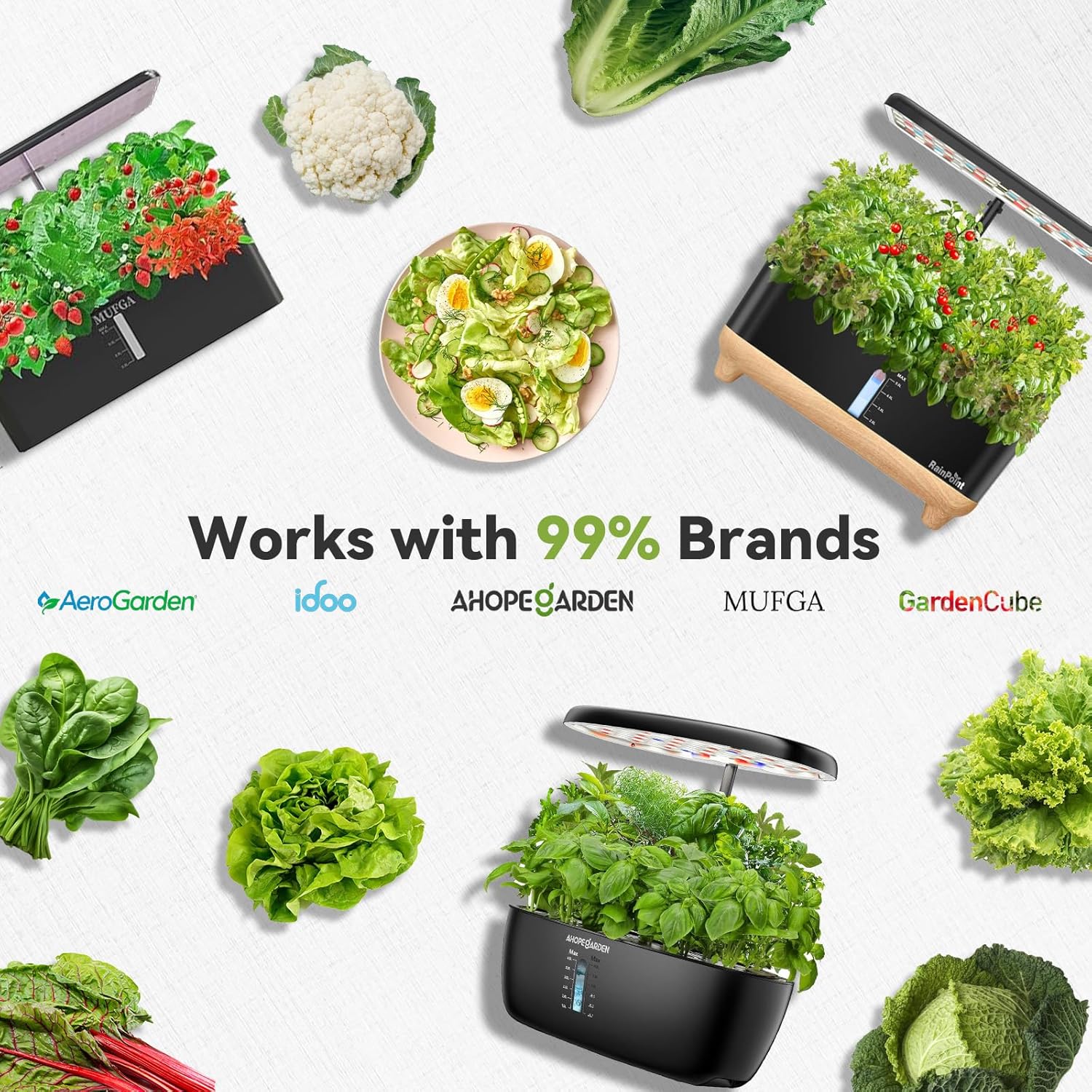 inbloom Salad Greens Seed Pod Kit (7-Pods) and 50pcs Grow Sponges for Replacement