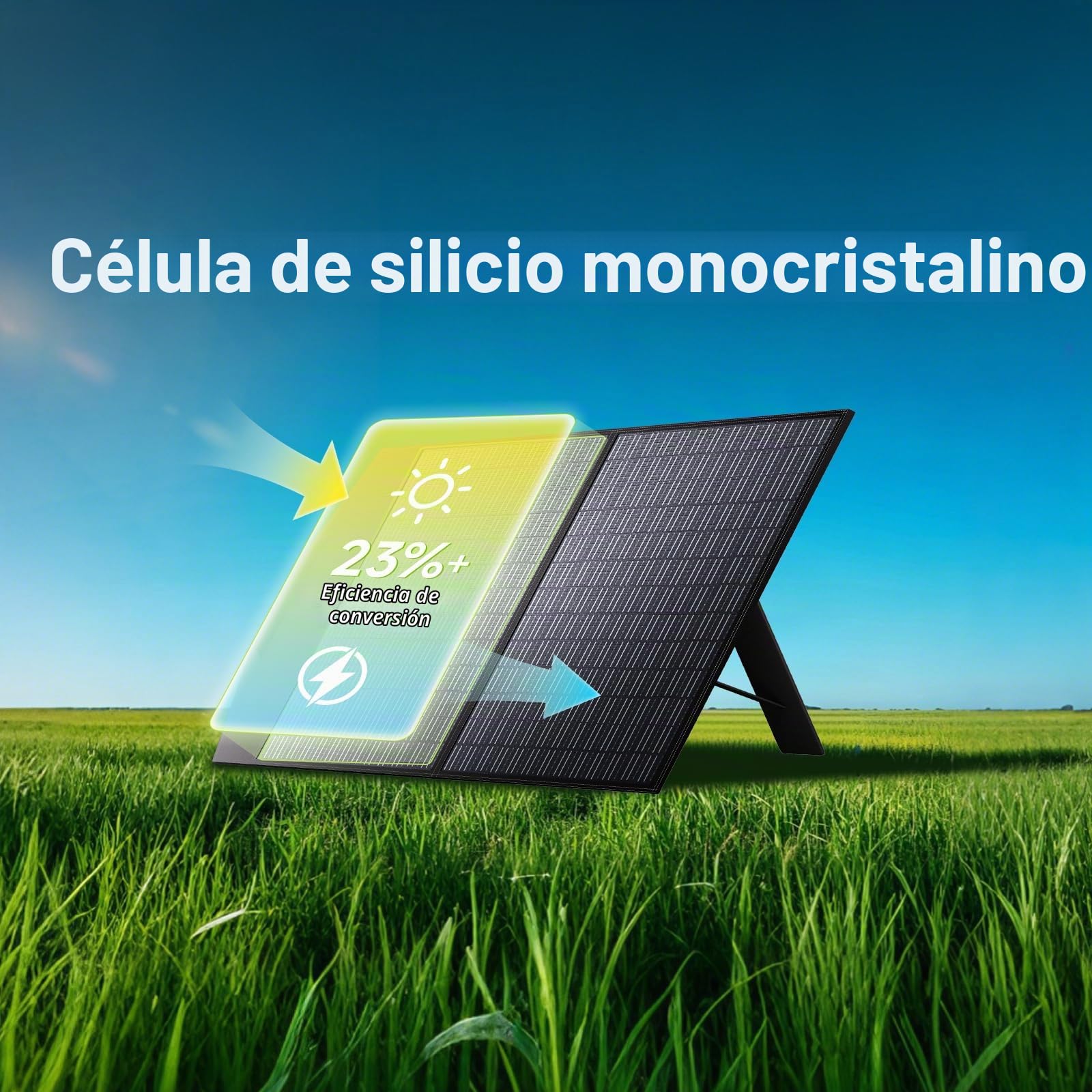 ALLPOWERS Placa Solar Portátil Plegable,Panel Solar Monocristalino Alta Eficiencia 23%,IP67 Impermeable para Acampada,Viajes, Emergencias Compatible con Baterías Móviles (SP027)
