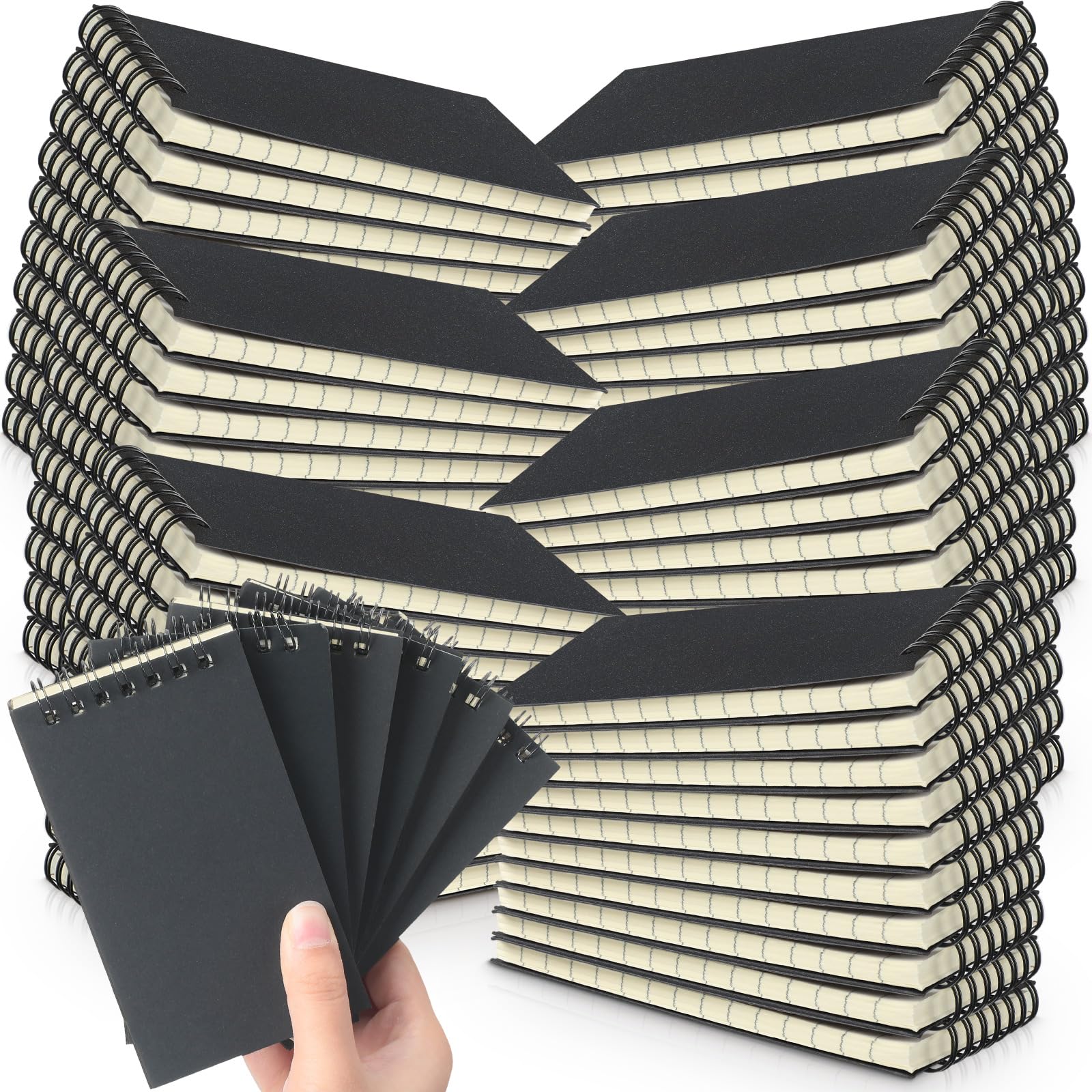 Tenceur 100 Pcs Pocket Notebook Bulk Small 3x5 Inch Spiral Notepads Mini Top Bound Notebook with Lined 120 Pages Ruled Memo Pads for Office College