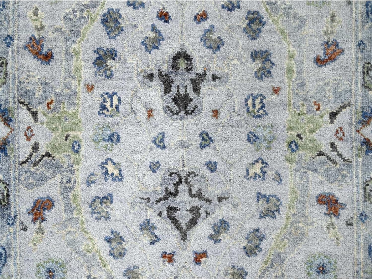 Powder White Oushak Hand Knotted Pure Wool Runner Oriental Rug (2'6"x11'9")