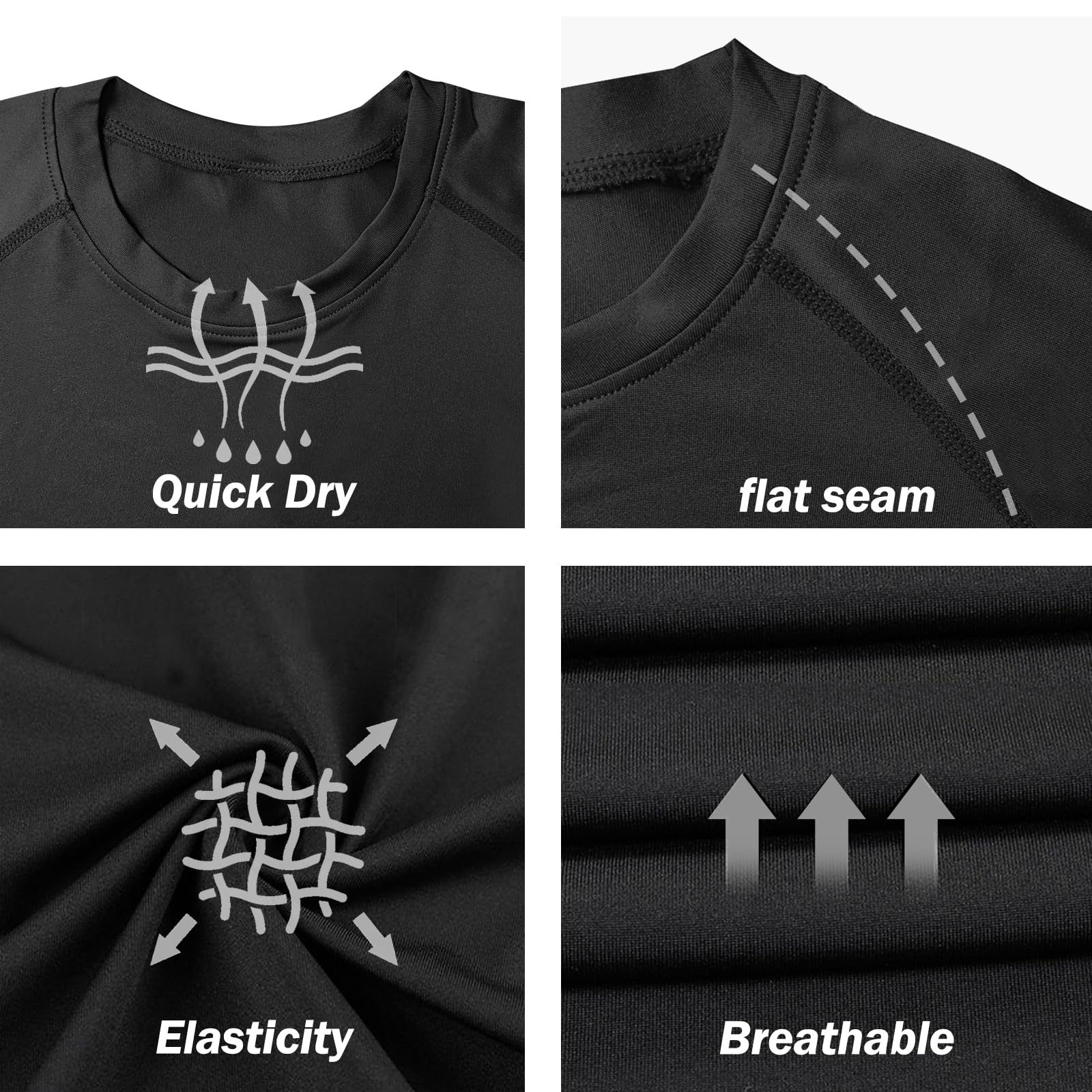 Maglietta a Compressione Bambino Manica Corta Asciugatura Rapida Intimo Sportivo Strato Base T Shirt Calcio Corsa Palestra