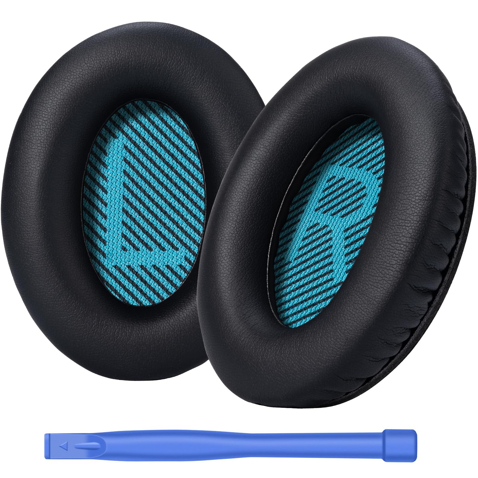 QC35 Almohadillas de repuesto para auriculares, QC35, QC35ii, almohadillas de repuesto para auriculares – Compatible con Quiet Comfort35, QC25, QC35ii, QC15, AE2, AE2i-Cómodo y duradero (azul)