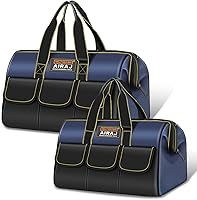 AIRAJ Tool Bag 2-Pack: 18" & 16" Wide Mouth Portable Storage Totes for Home Repairs, Garage & Pro Work - Durable Organizer