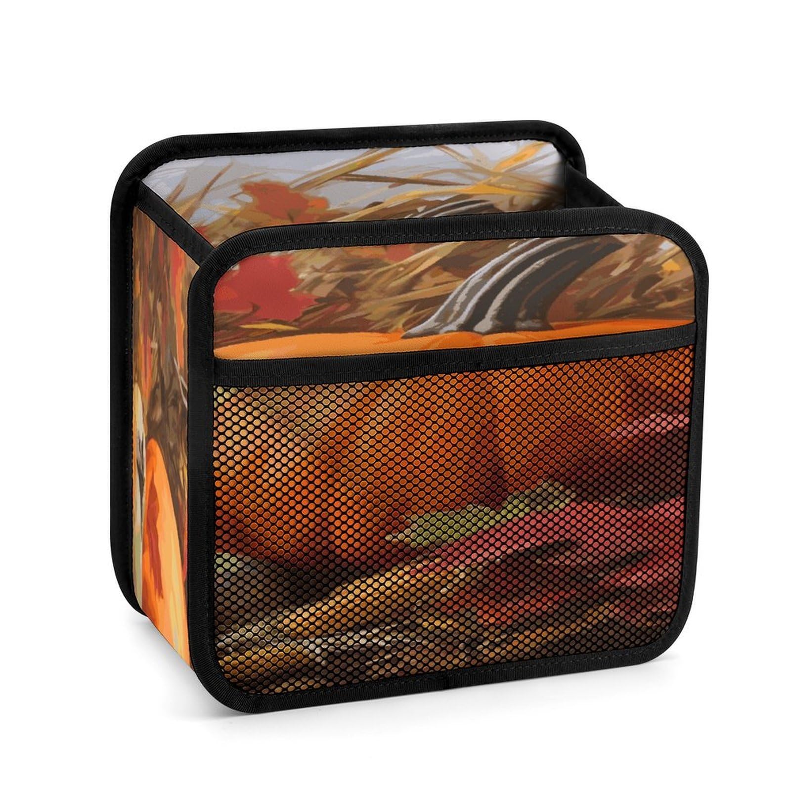 Btcowzrv Style Harvest Pumpkin Car Seat Back Organizer, Pu Leather Hanging Backseat Car Organizer With Elastic Mesh Pocket, Storage Bag For Most Vehicles