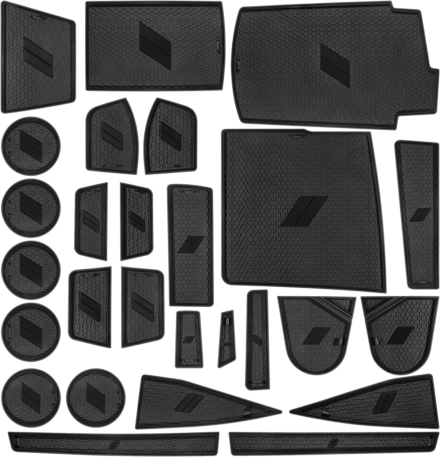 for Dodge Durango Accessories 2021 2022 2023 2024 2025 2026 Cup Holder Insert Coasters Center Console Liner and Non-Slip Door Pocket Mats Pads (Red Trim) - 27 PCS Set