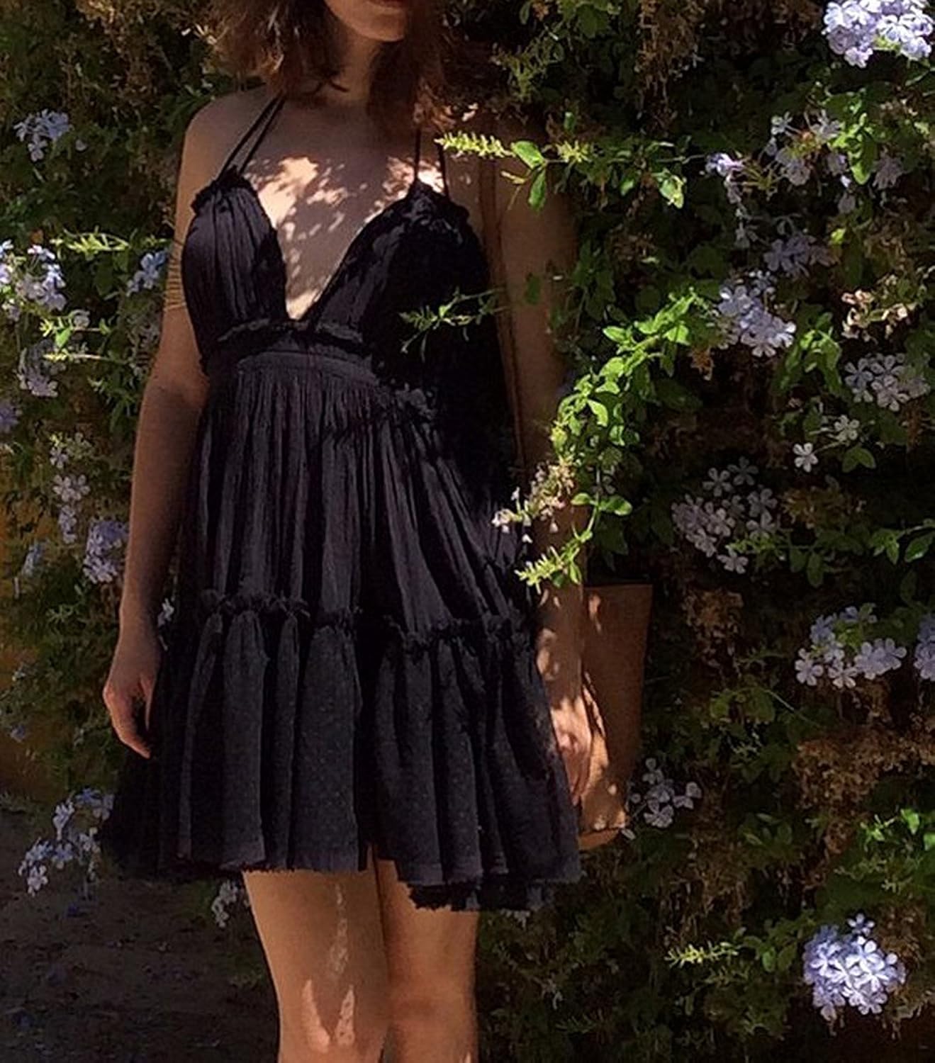 Womens summer halter deep v neck sexy patchwork mini short dresses Clearance