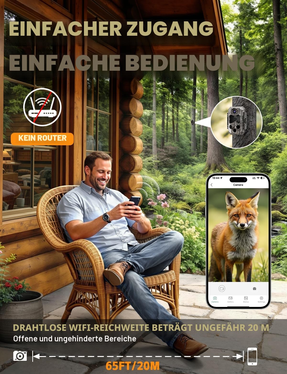 Wildkamera mit Handyübertragung App, 84MP 4K WLAN Wildkamera mit 8 AA-Batterien, 130 ° Weitwinkel Wildtierkamera mit Bewegungsmelder Nachtsicht, 32GB Speicherkarte, IP66 Wasserdicht