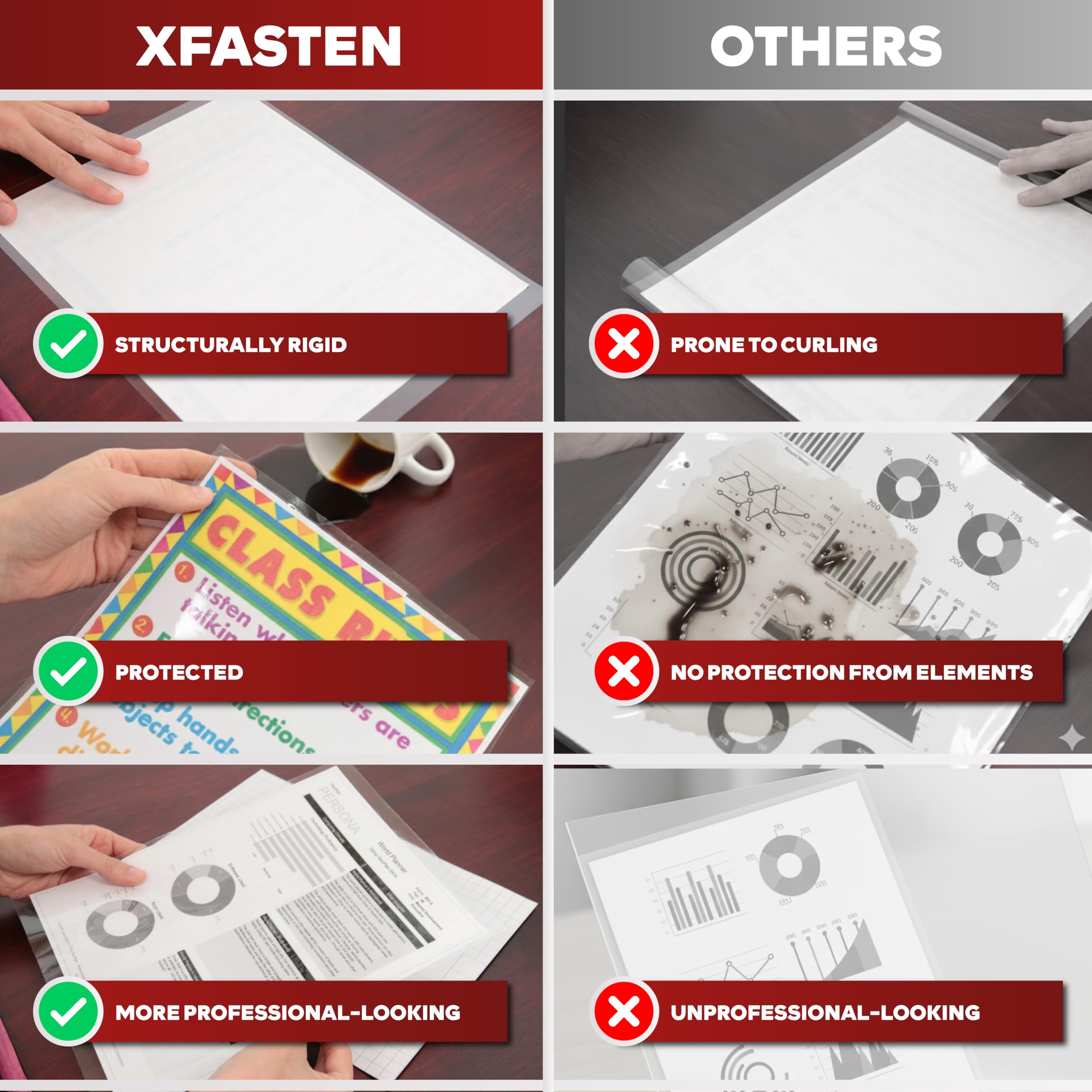 XFasten Láminas de Plastificar Autoadhesivas, 9 x 12 Pulgadas (Paquete de 50), 4.76 de Espesor