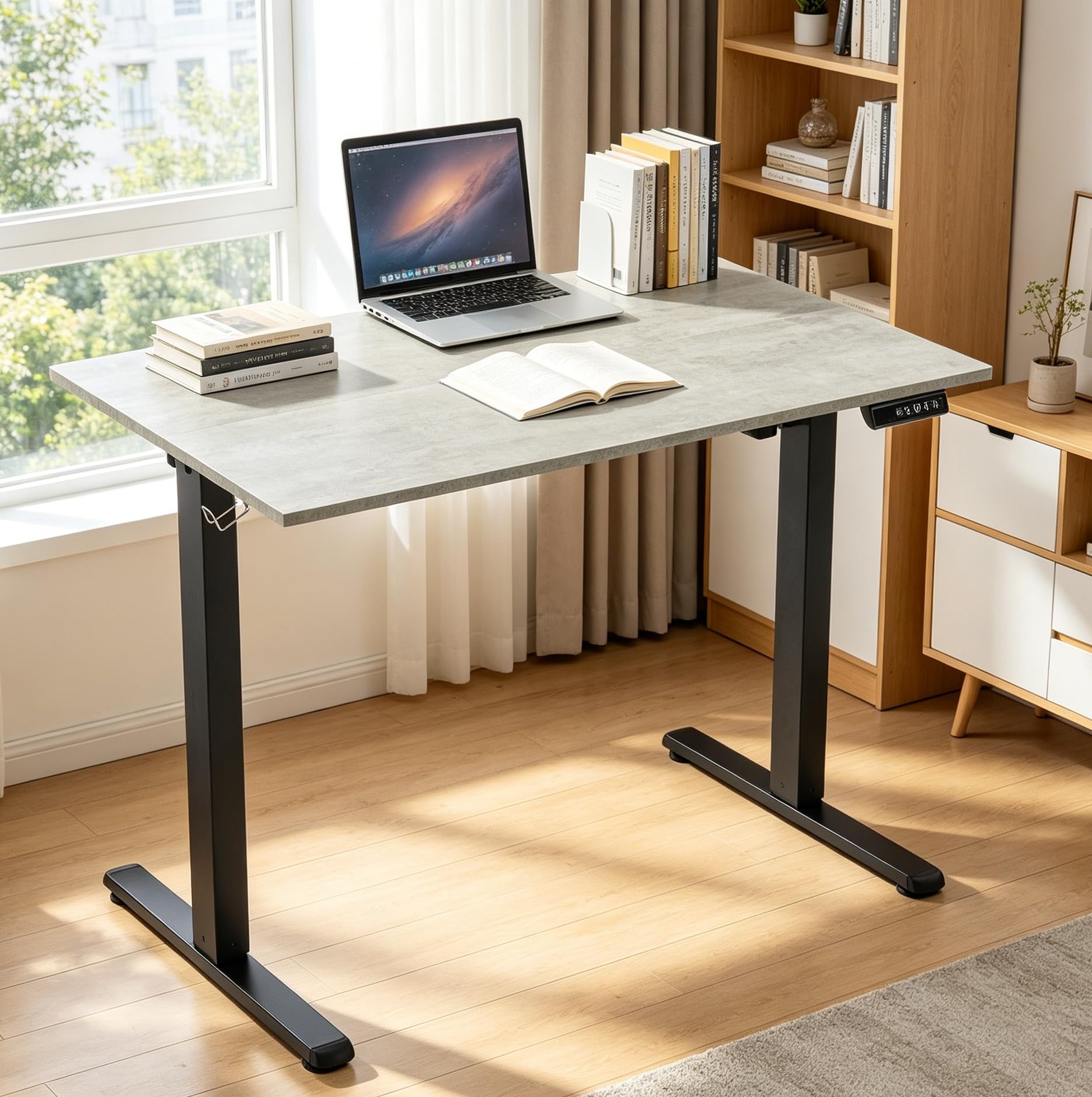 Amazon | 電動昇降デスク スタンディングデスク | 幅100×奥行60cm 木目