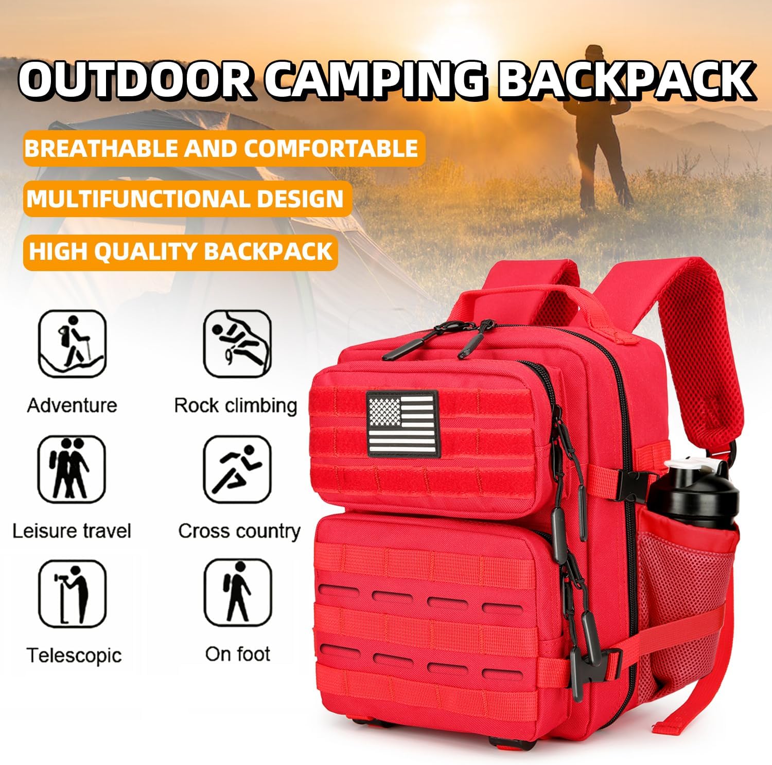 9L Mini Tactical Backpack for Men and Women Tactical Backpack Small for Hiking Small Tactical Bag Fitness Pack