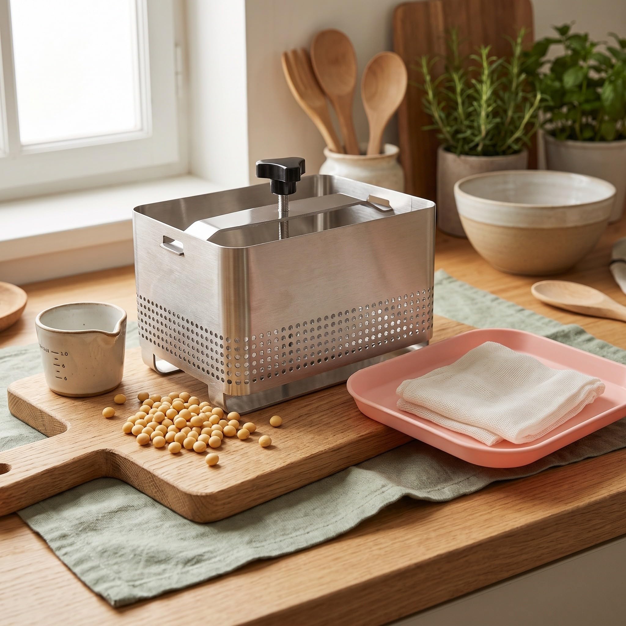 Pressa per tofu in acciaio inox, pressa per formaggio vegano per
