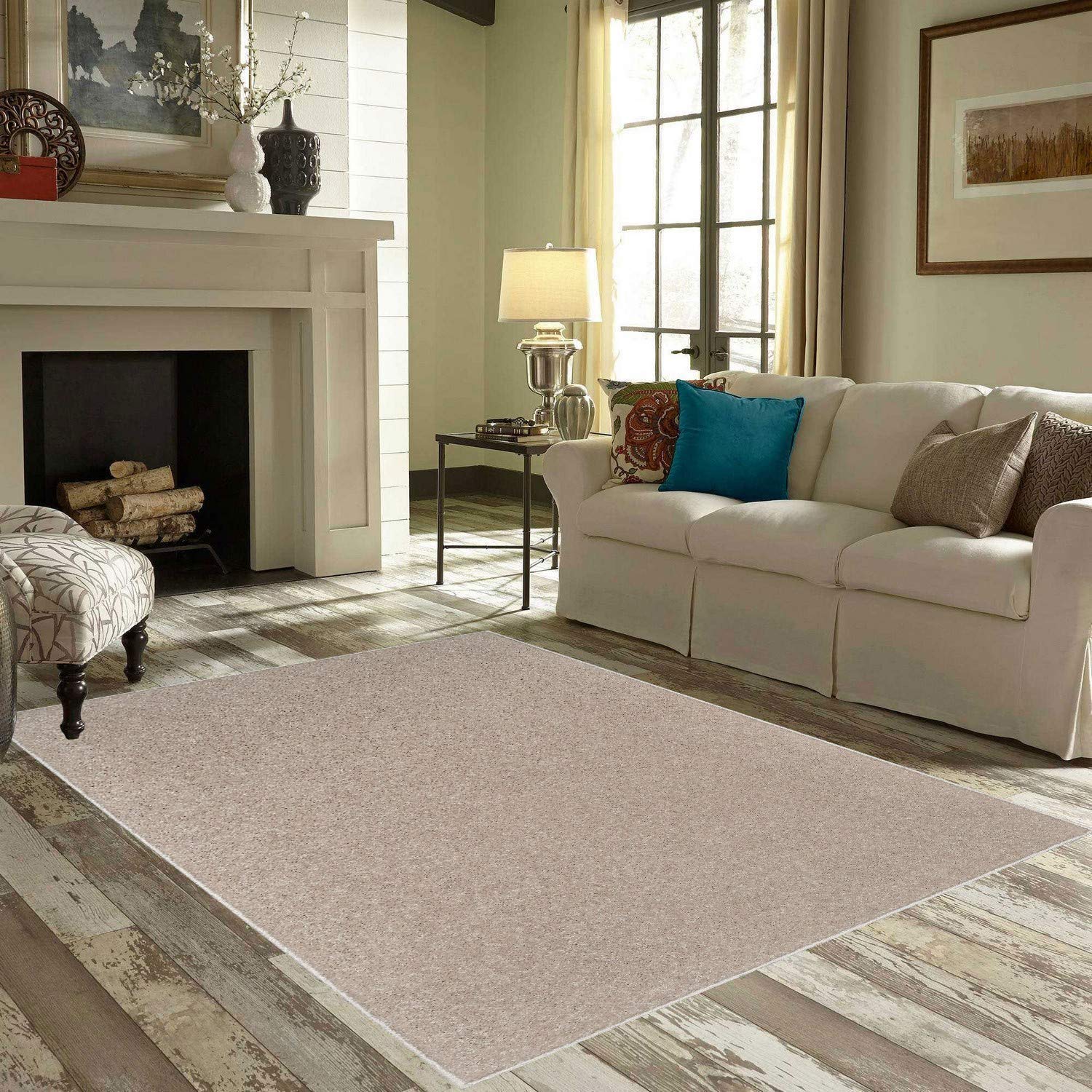 Ambiant Pet Friendly Solid Color Area Rugs Beige - 3' x 5'