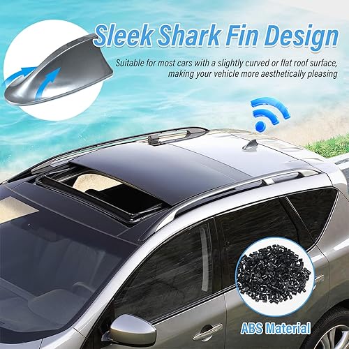 Miniatura 5 de Cubierta de antena de aleta de tiburón para automóvil, antena de techo superior, base de señal de radio AMFM con cinta adhesiva, accesorios de