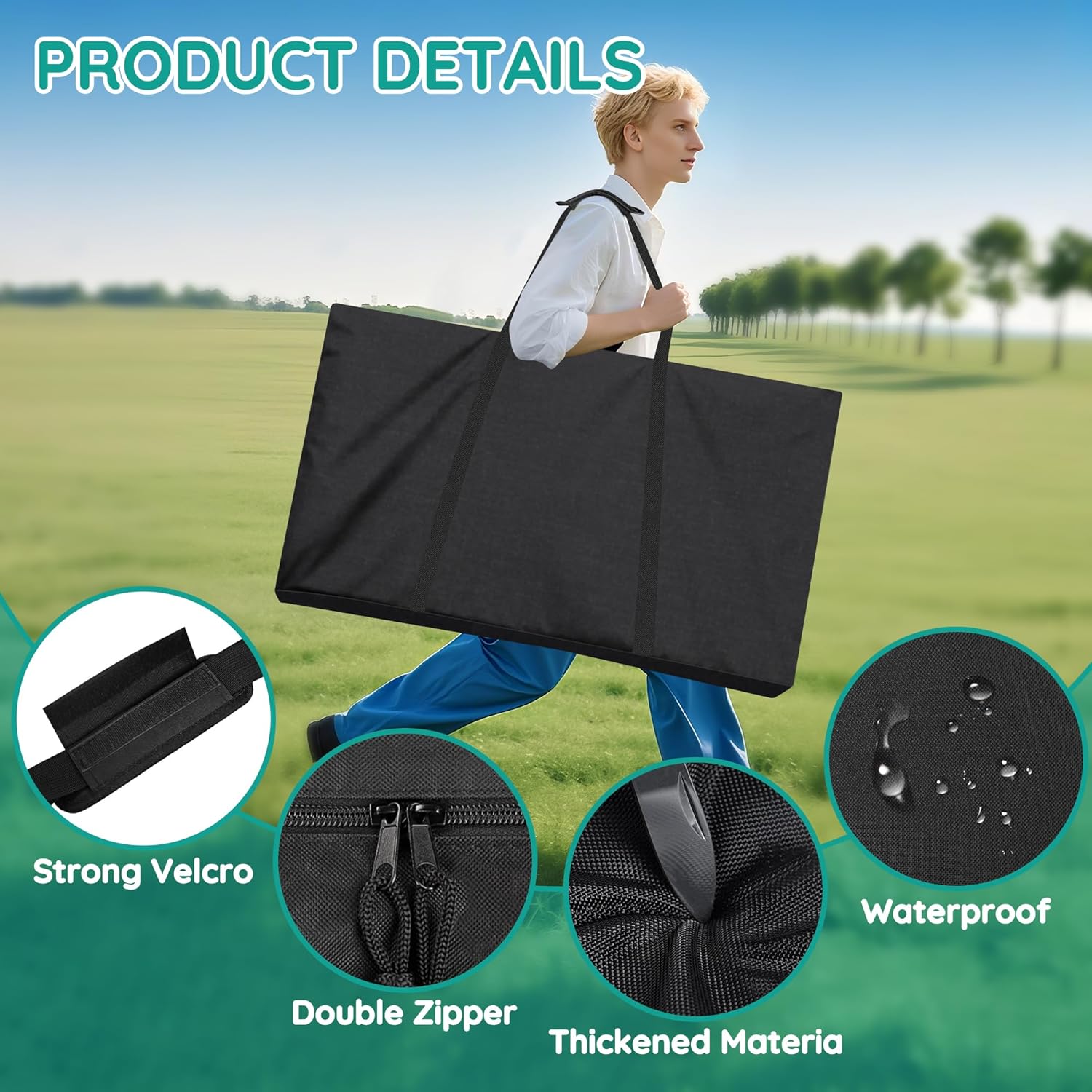 ZKOO Cornhole Carrying Case Fits 4' x 2' Regulation Size Board, Heavy-Duty 600D Cornhole Boards Bag with Extra Pockets for Cornhole Outdoor Games