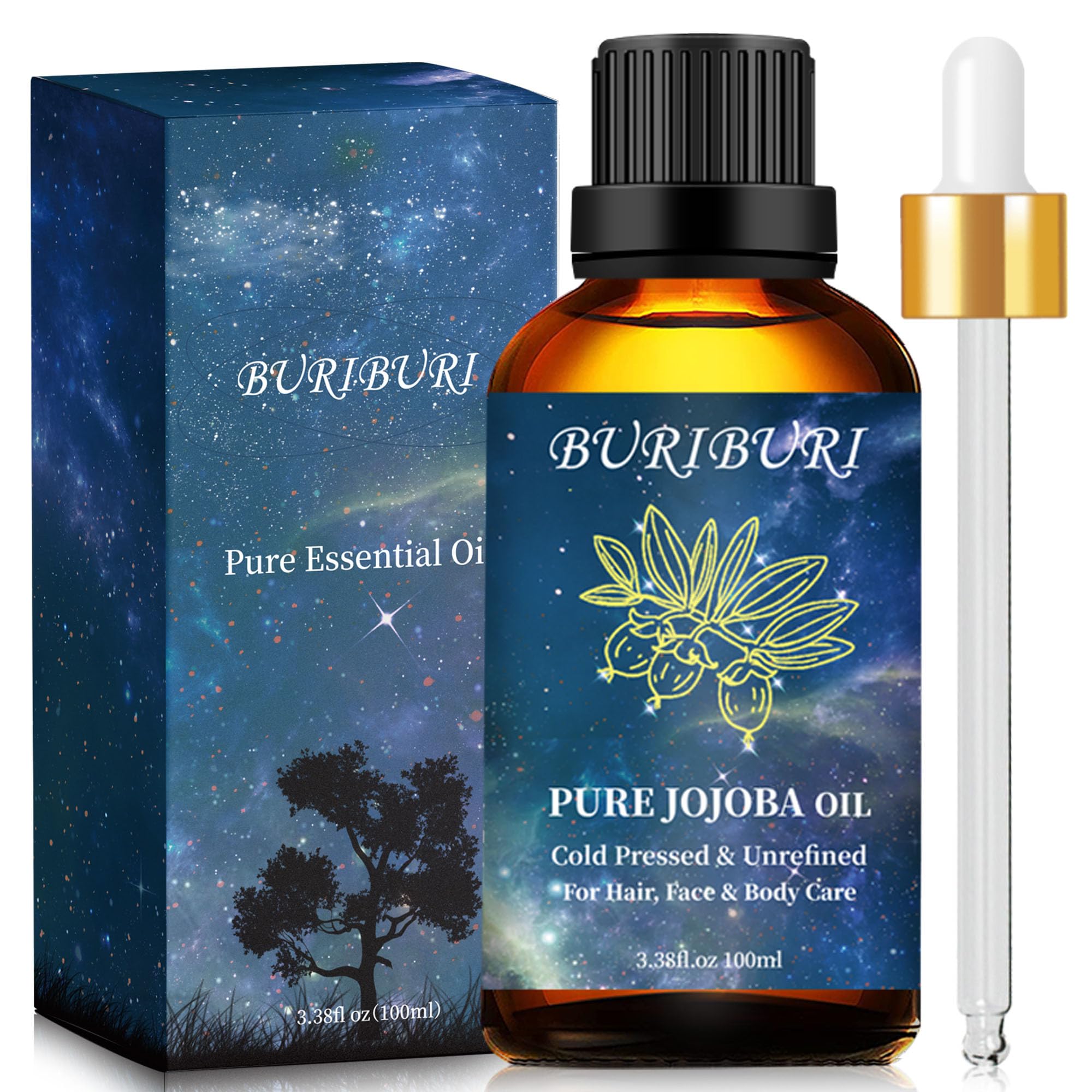 BURIBURI 100% Pure Organic Jojoba Carrier Oil, 100ml/3.38fl.oz