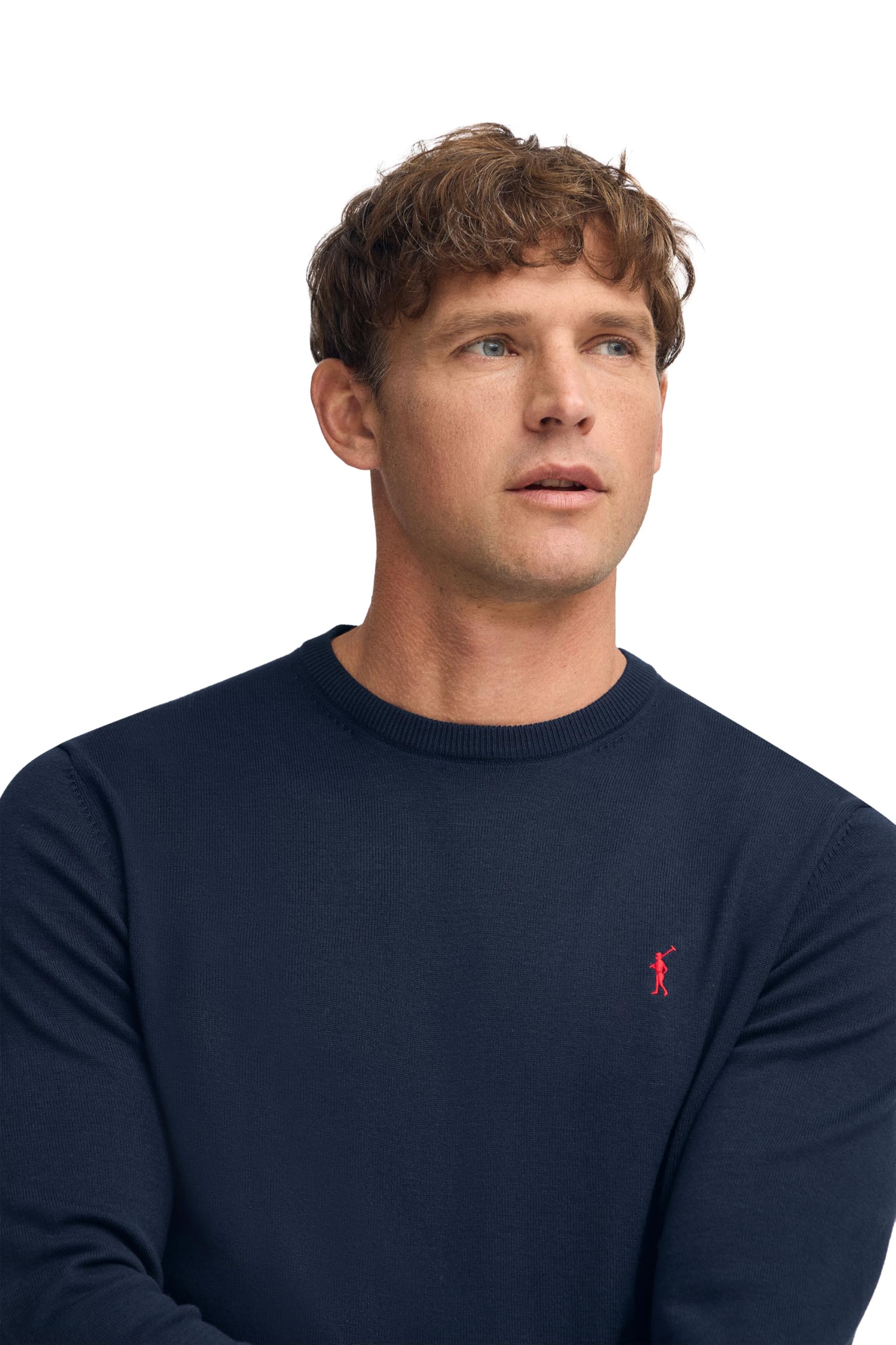 Polo Club Maglione a Treccia da Uomo con Logo e Scollo Tondo