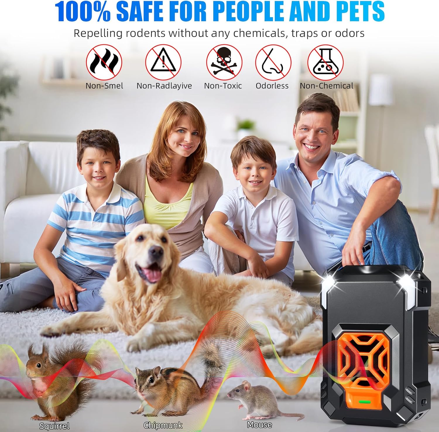 Mouse Repellent for Cars with Strobe Light&2 Power Supply Methods, Ultrasonic Rodent Deterrent for Cars Trucks RV Engine Warehouse Attic Keep Rat Mice Squirrel Out of Cars(4 Pack)