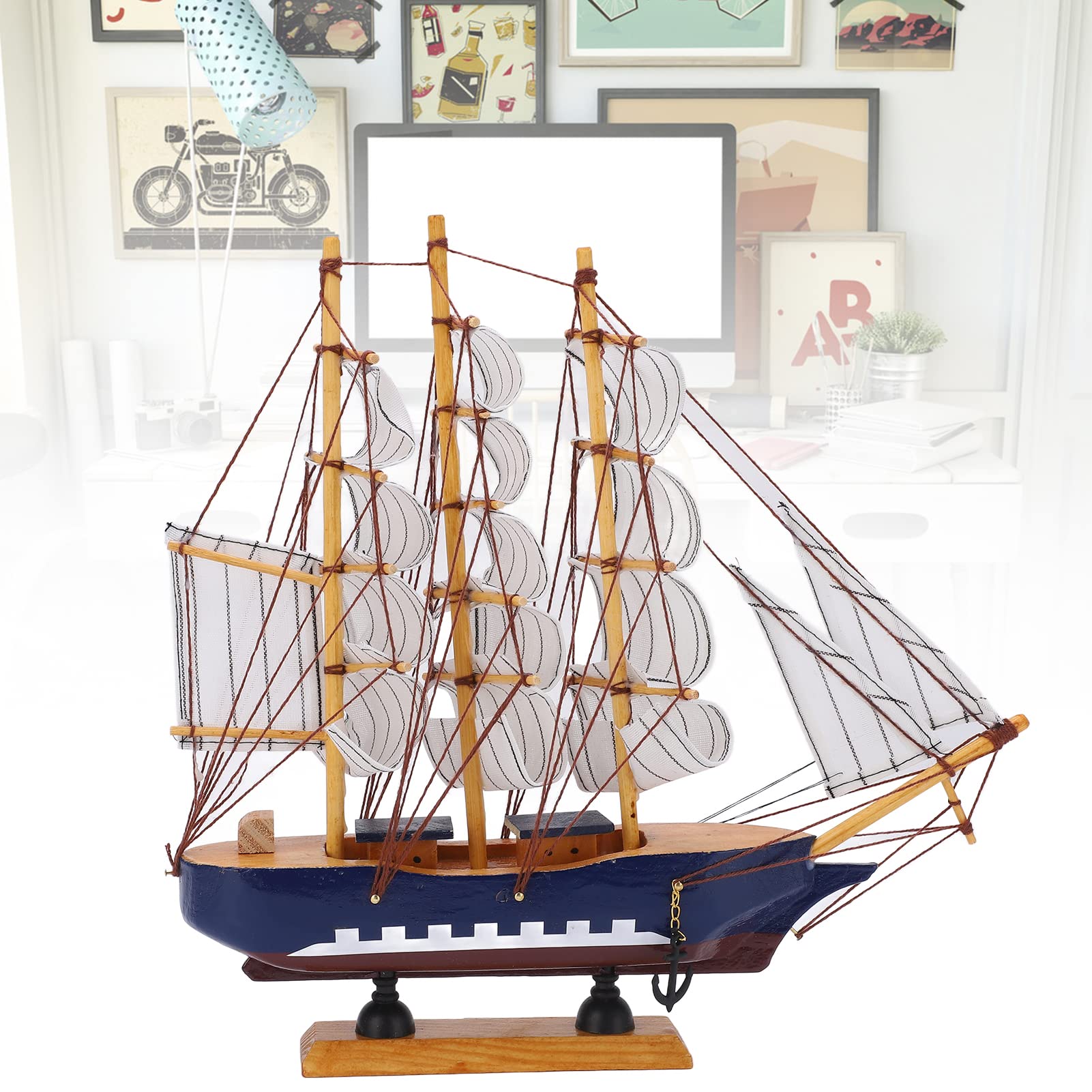 Hztyyier Modelo de Barco Barco de Madera de Estilo Mediterráneo, Modelos de Barco de Madera Decoración de Velero Mini Modelo de Barco Mayflower Coleccionable