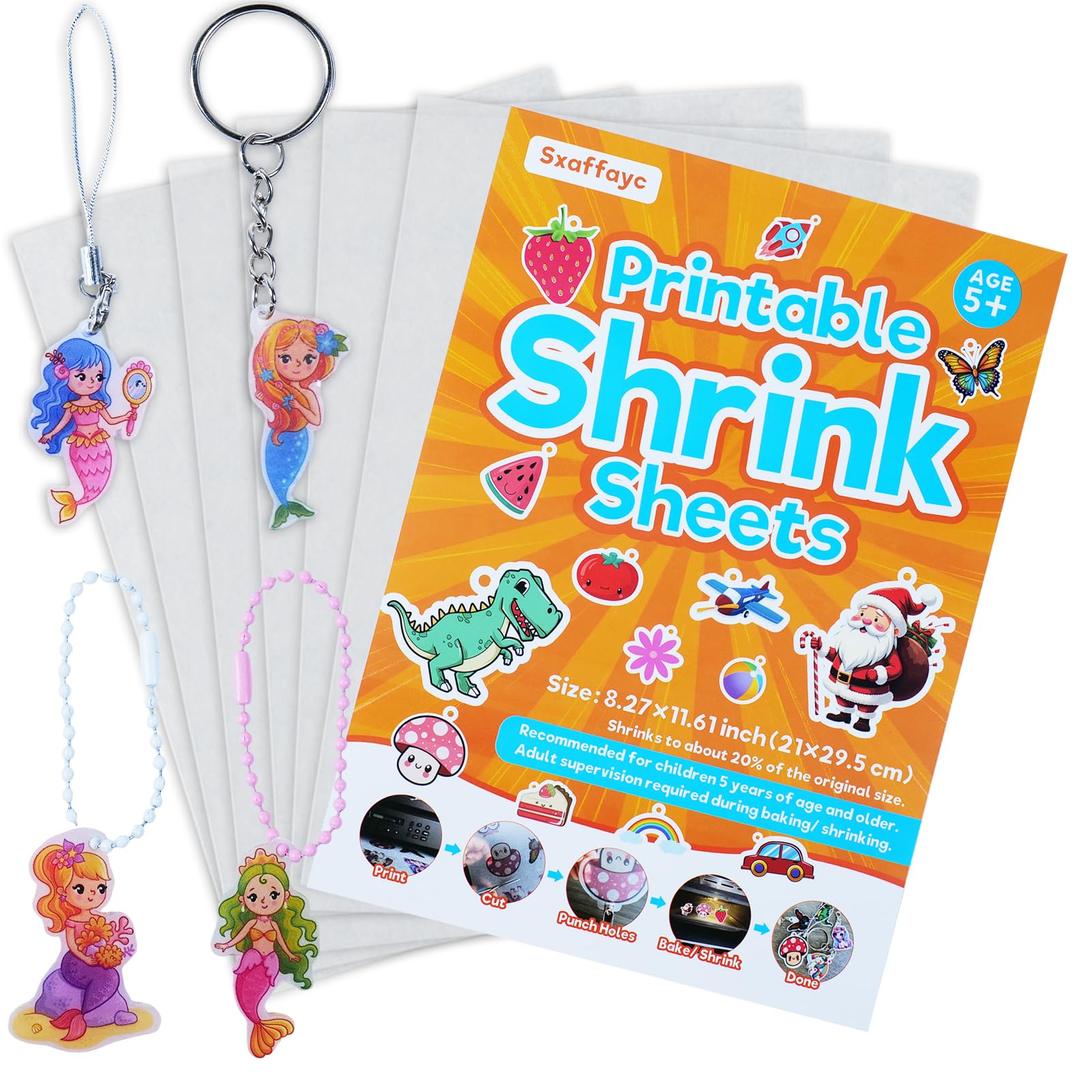 6 Sheets Printable Shrink Paper Sheets Plastic for Inkjet Printer, Shrink Art Paper for Crafts DIY Keychain Making, Mother's Day, Father's Day Gifts (Semitransparent, 8.27 x 11.61 inch)