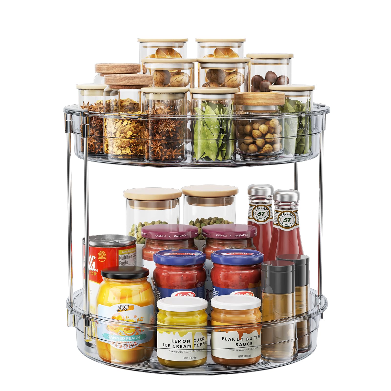 LAMU 2 Tier Lazy Susan Turntable Organiser, Grey, 30.5CM, โ image 1