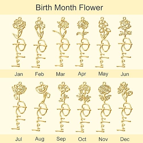 Miniatura 10 de Custom Birth Flower Name Necklace Personalized 18K Gold Plated Birth Month Flower Necklace Dainty Floral Pendant Jewelry Mothers Birthday Gift for