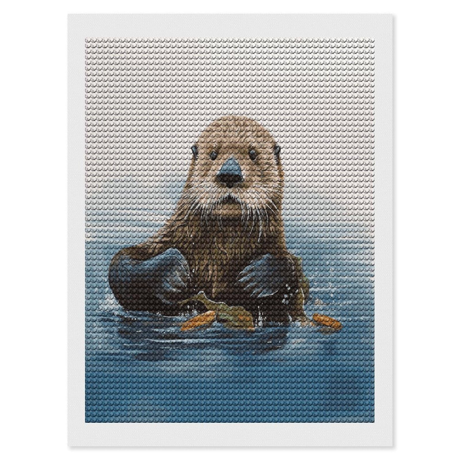 FekiLoot Sea Otter Diamond Painting Kits for Beginners DIY Diamond Art Kits for Adults Full Drill Round Diamond Dot Gem Art Painting Fun DIY Crafts for Home Kitchen Wall Decor Gift 12"x16"