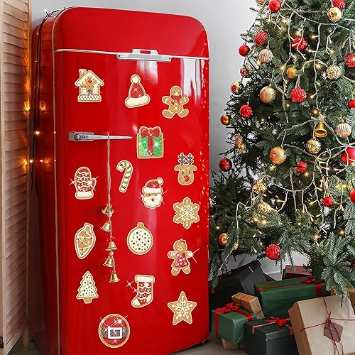 Miniatura 5 de Imán de nevera de hombre de jengibre de Navidad, arte de diamante, imán de nevera de hombre de jengibre, kits de arte de diamantes para bricolaje,