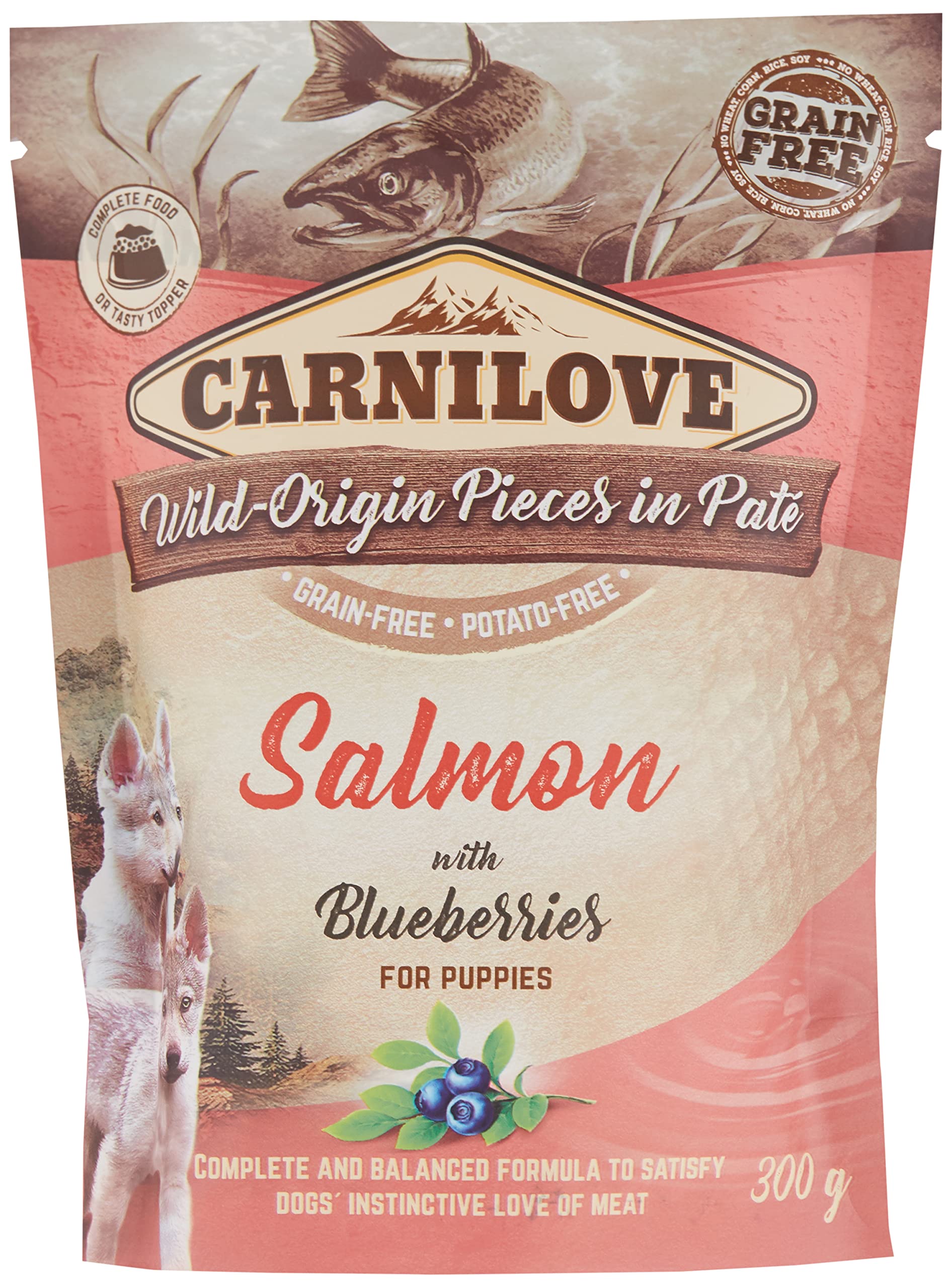 CarniloveSalmon With Blueberries For Puppies (Wet Food Pouches) 12X300g