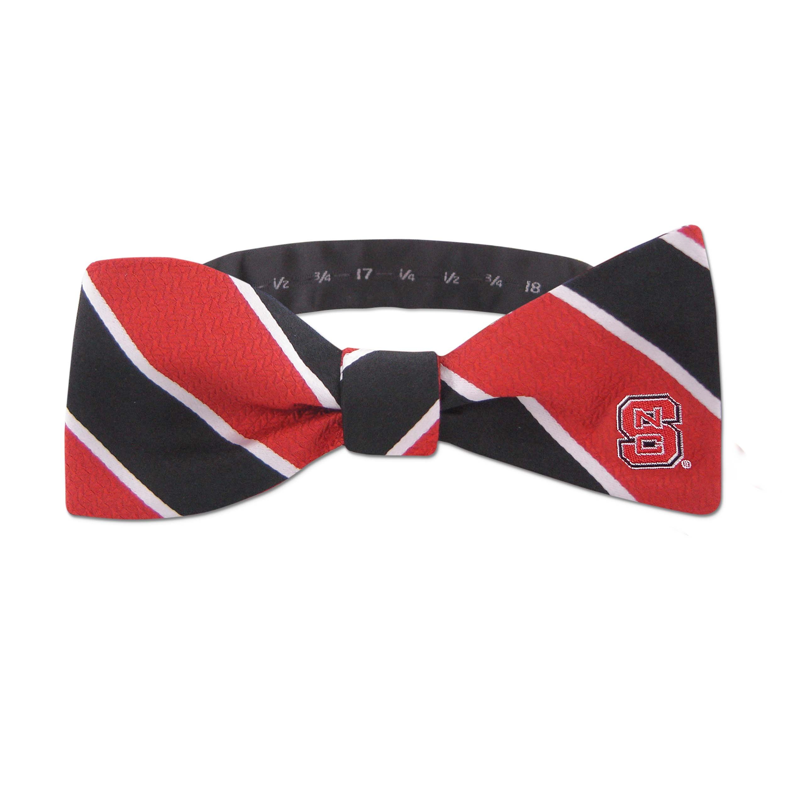 NCAA North Carolina State Wolfpack Mens Woven Silk Repp Stripe Collegiate Logo Bow-Tie 1, Red, One Size