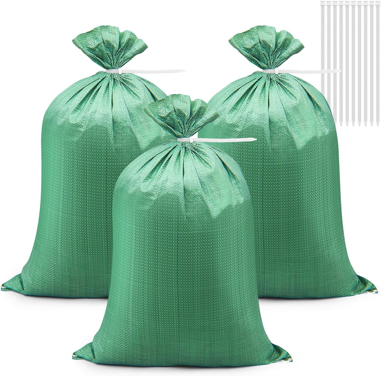 20 Pcs Sandbags for Flooding Heavy Duty Woven Gravel Bags Sandbags and 20 Pieces Ties Soil, Builders for Garden Rubbish Flood(Mixed Color)
