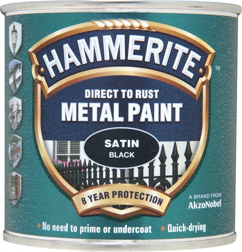 Hammerite Metal Paint Satin 250ml Black (662876) Amazon.co.uk DIY