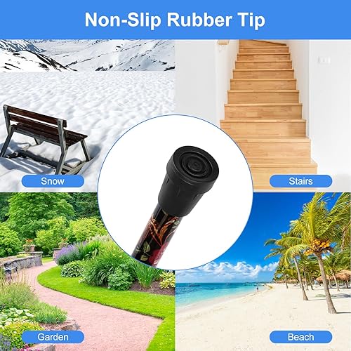 Miniatura 5 de SupreGear Bastón plegable, de viaje, portátil, 5 niveles de altura ajustable, ligero, con correa para la muñeca y mango en T, para personas mayores