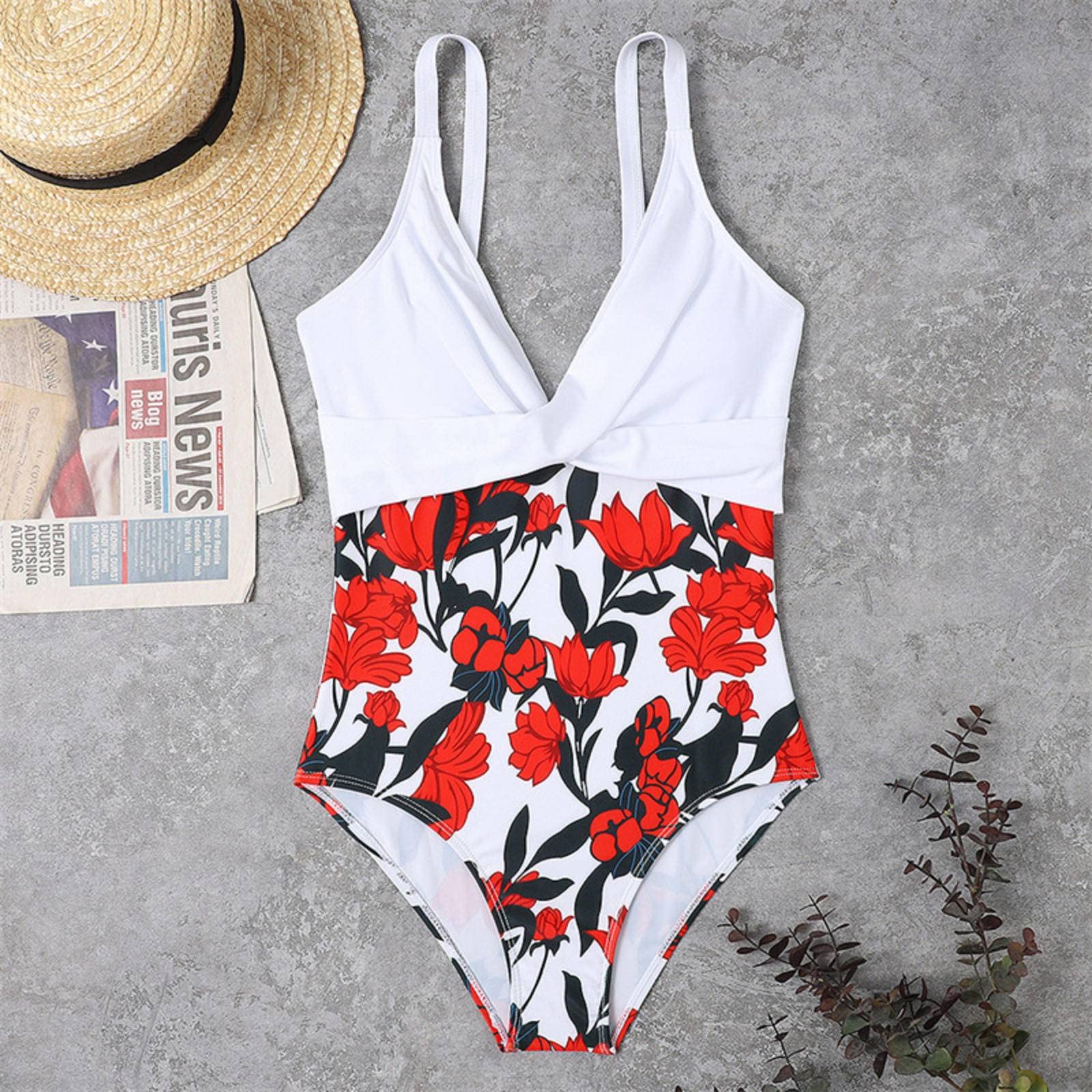 European and American sexy slimming color matching foreign trade one-piece Bikini swimsuit for women