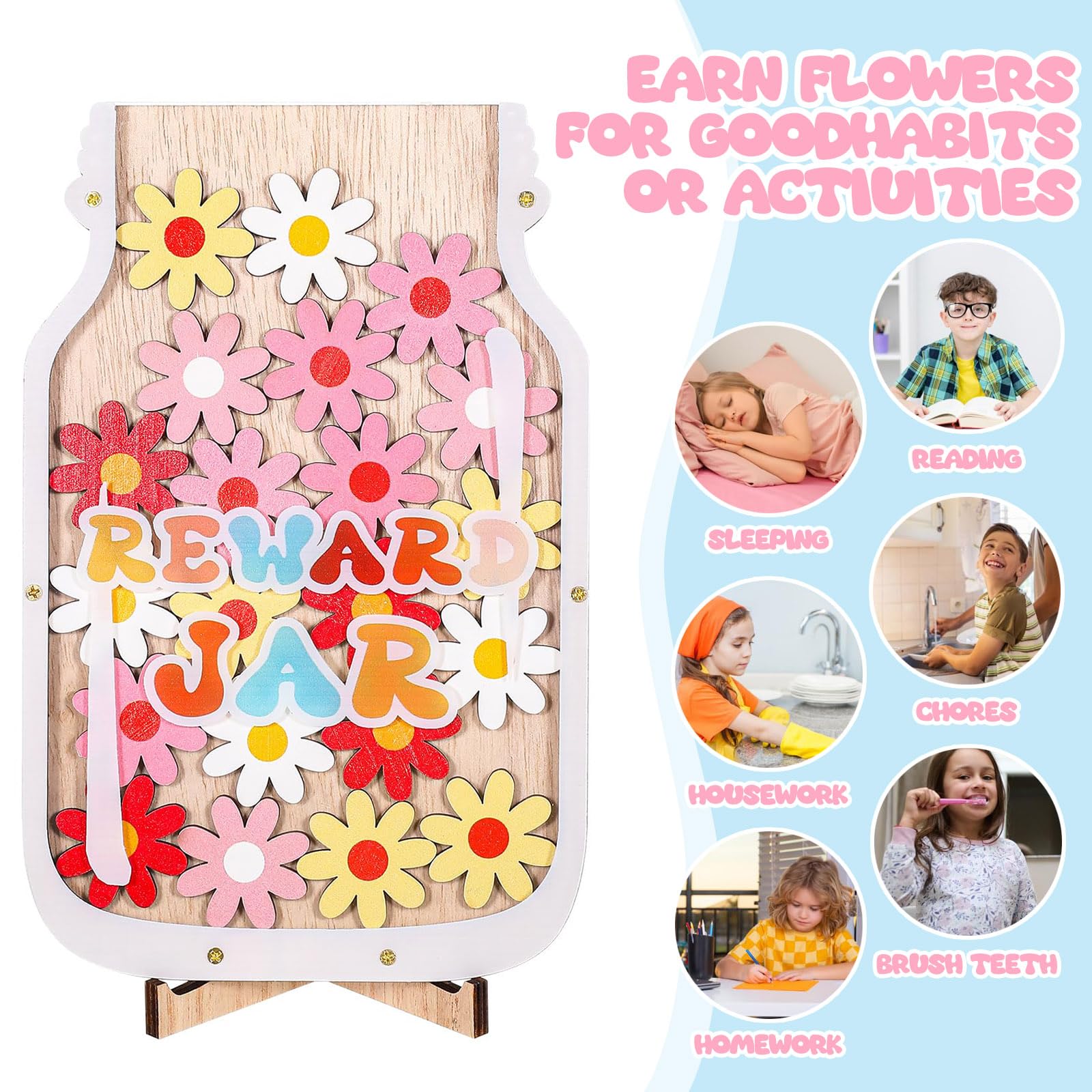 Reward Jar with Tokens for Children – Daisy Flower Reward Behavior Jar ...