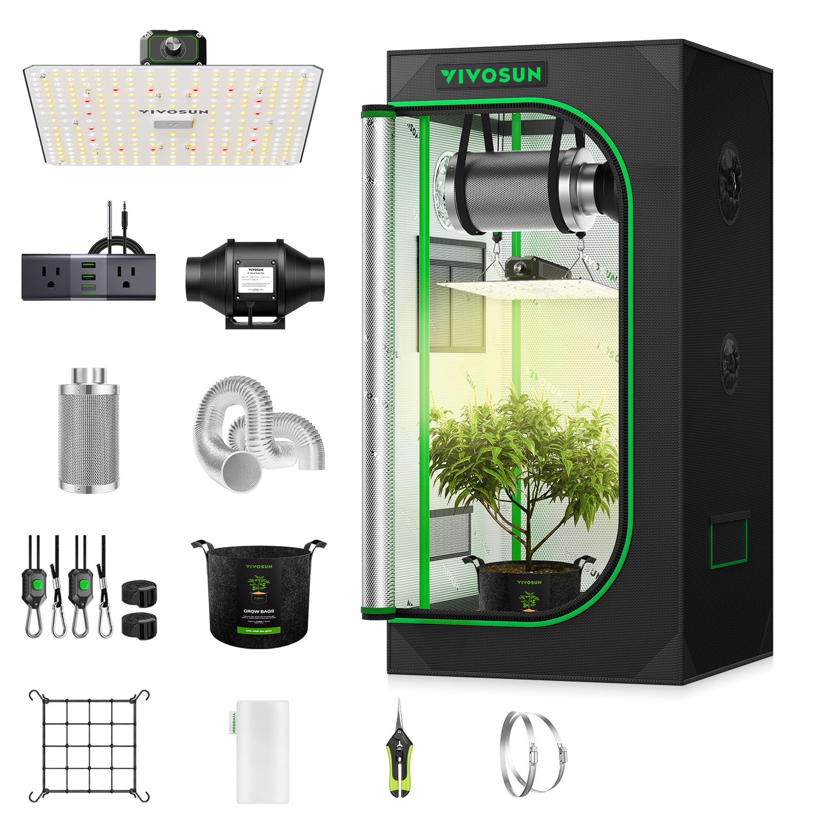 VIVOSUN 2x2ft Grow Tent Kit with 100W Full Spectrum LED Grow Light