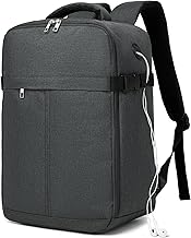 Kono Bagage Cabine 40x25x17 cm, Sac à Dos Cabine Avion avec Port USB, Imperméable, Compatible Ryanair EasyJet, Bagage à Main Sous-Siège avec Sangle Trolley, pour Voyage Travail - Gris Foncé