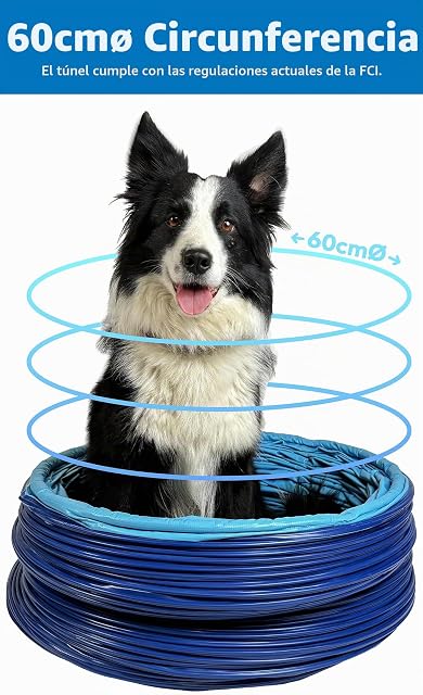 Foto 5 de 8 de Callieway® Dog Agility Tunnel - Túnel de agilidad para perros (incluye sacos de arena incluidos), color azul…