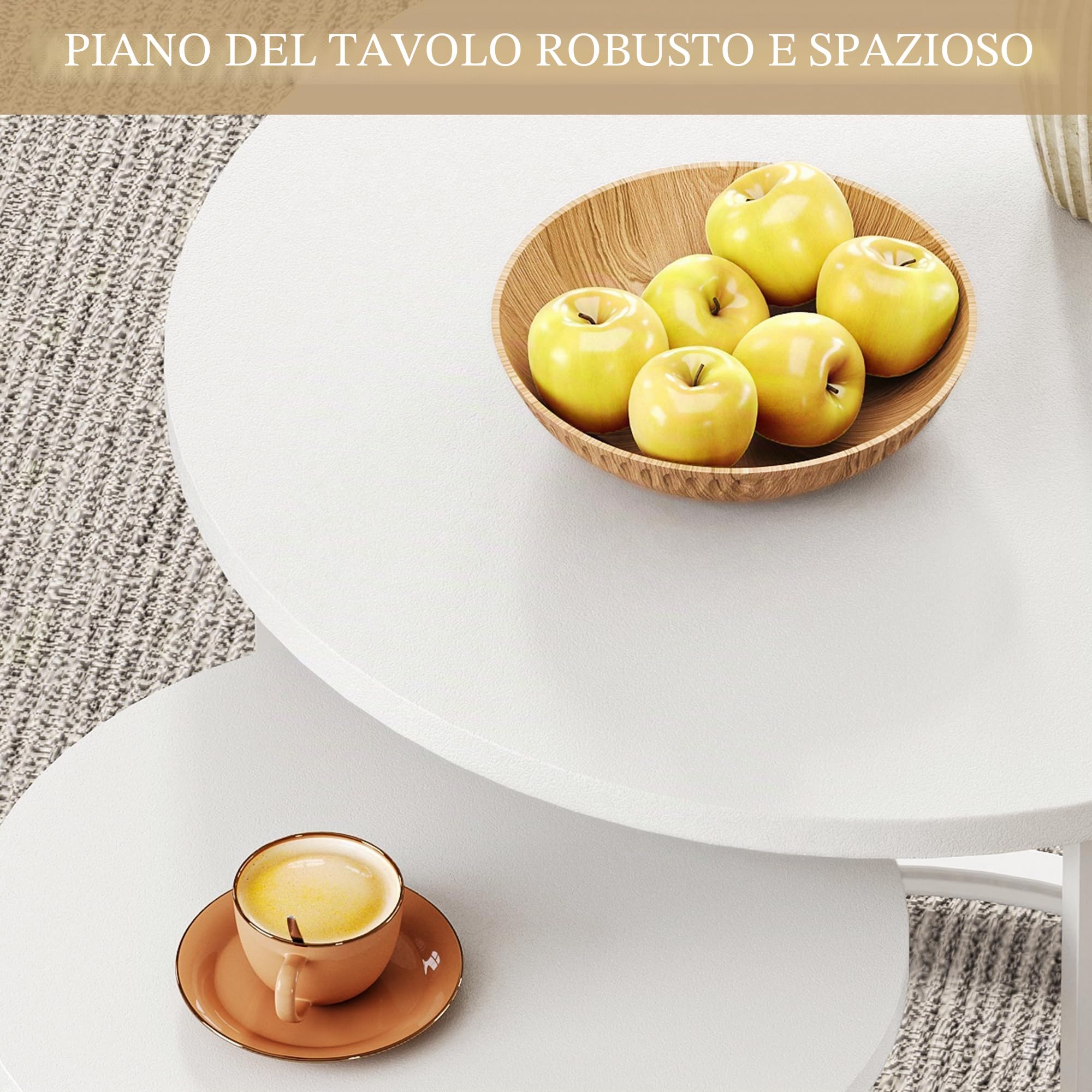 YITAHOME Set di 2 tavolini da salotto, rotondi, moderni, con borsa in tessuto, impilabili, con piano in legno e telaio in metallo, per soggiorno, ufficio, casa
