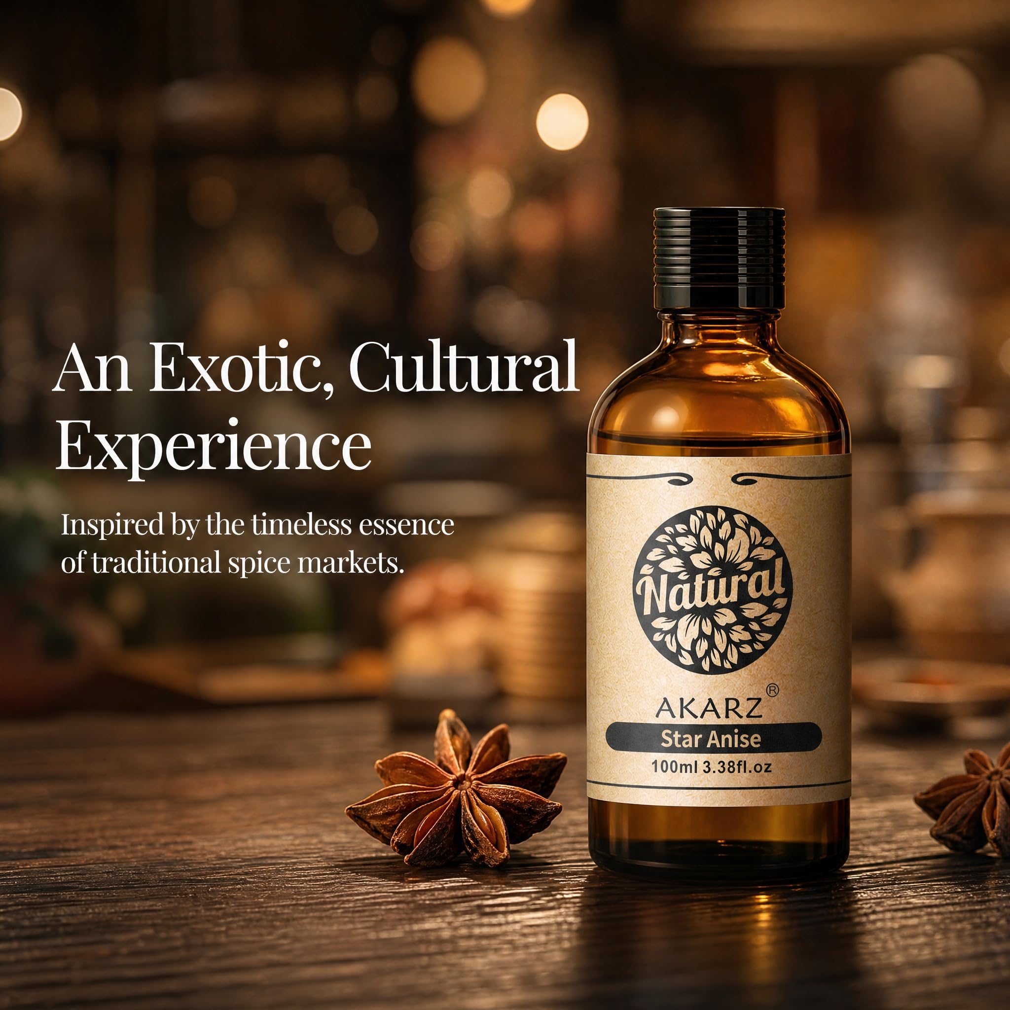 AKARZ 100ml Olejek esencjny z Gwiazdki Anisowej - Naturalny olejek aromatyczny do dyfuzorów, lamp aromatycznych i aromatów pomieszczeń