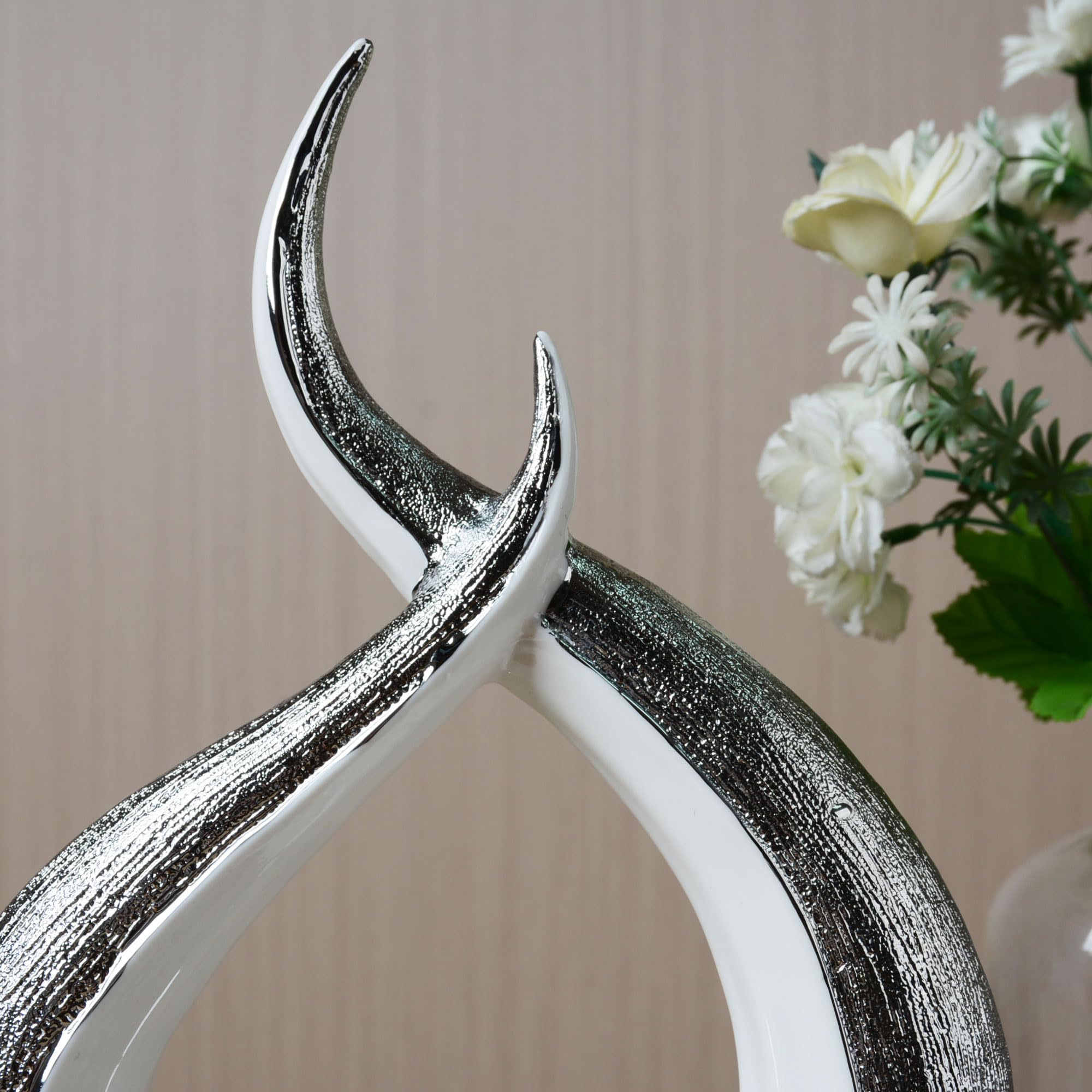HAUCOZE Scultura Astratta Moderna Statua Decorazione Casa Figurina Mensola Arte Regalo per Casa Soggiorno Ufficio Ceramica 27cm