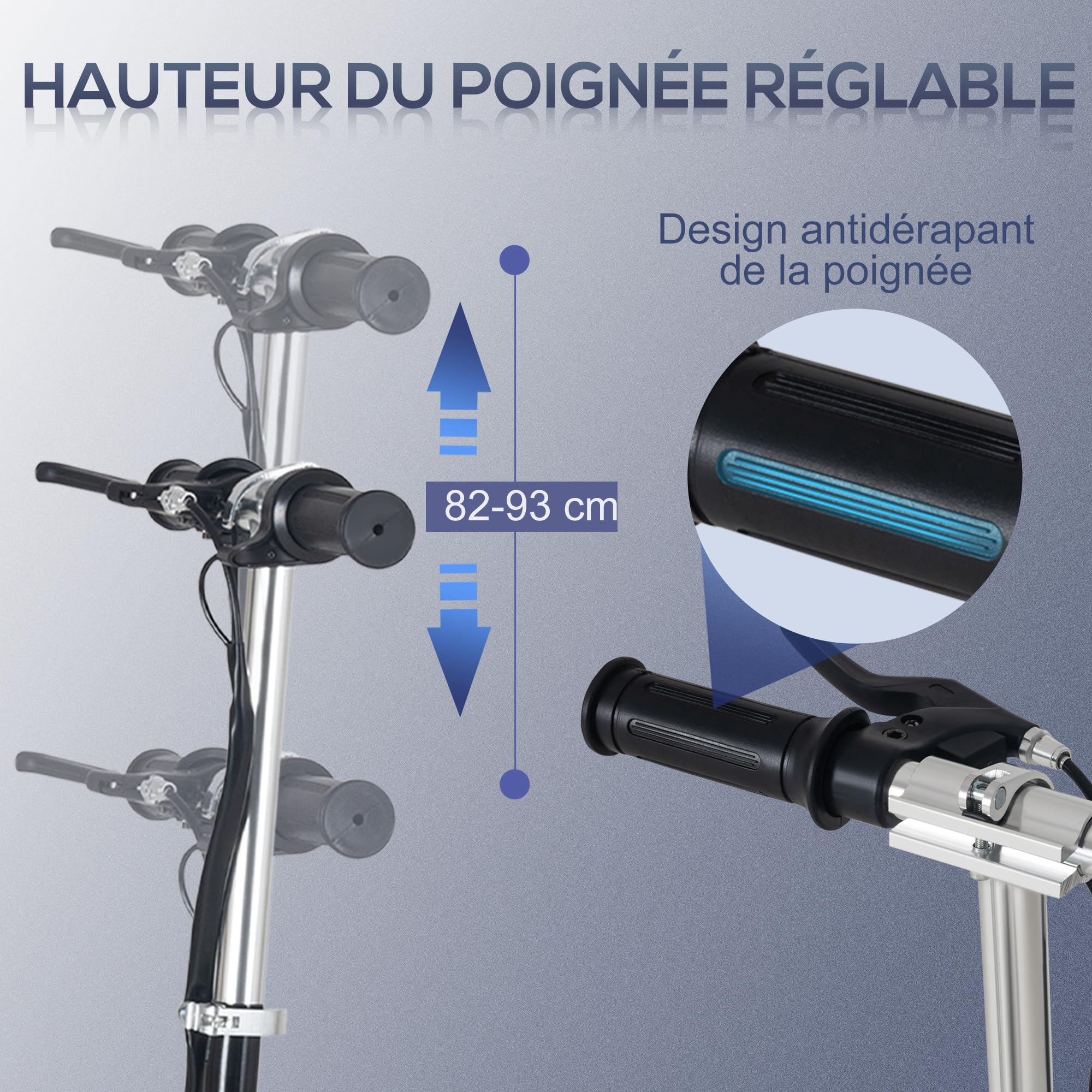 HOMCOM Trottinette électrique pour Enfants 7+ Ans 75x36x82-93 cm Noir | Trottinette Pliable, Hauteur Réglable, 24V, Vitesse Jusqu'à 12 km/h, Charge de Freinage 50 kg